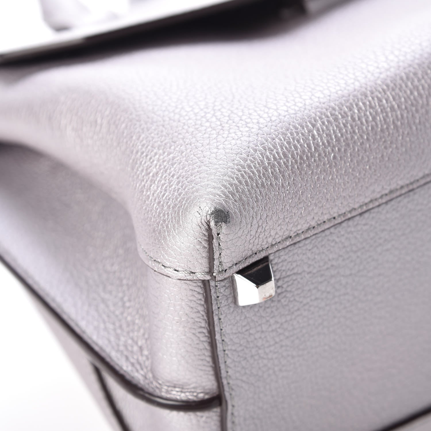 MCM Metallic Grained Calfskin Medium Milla Convertible Backpack Spike Silver 8 of 13
