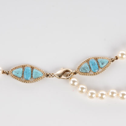 Chanel Pearl CC Belt Turquoise Burgundy 3 of 6