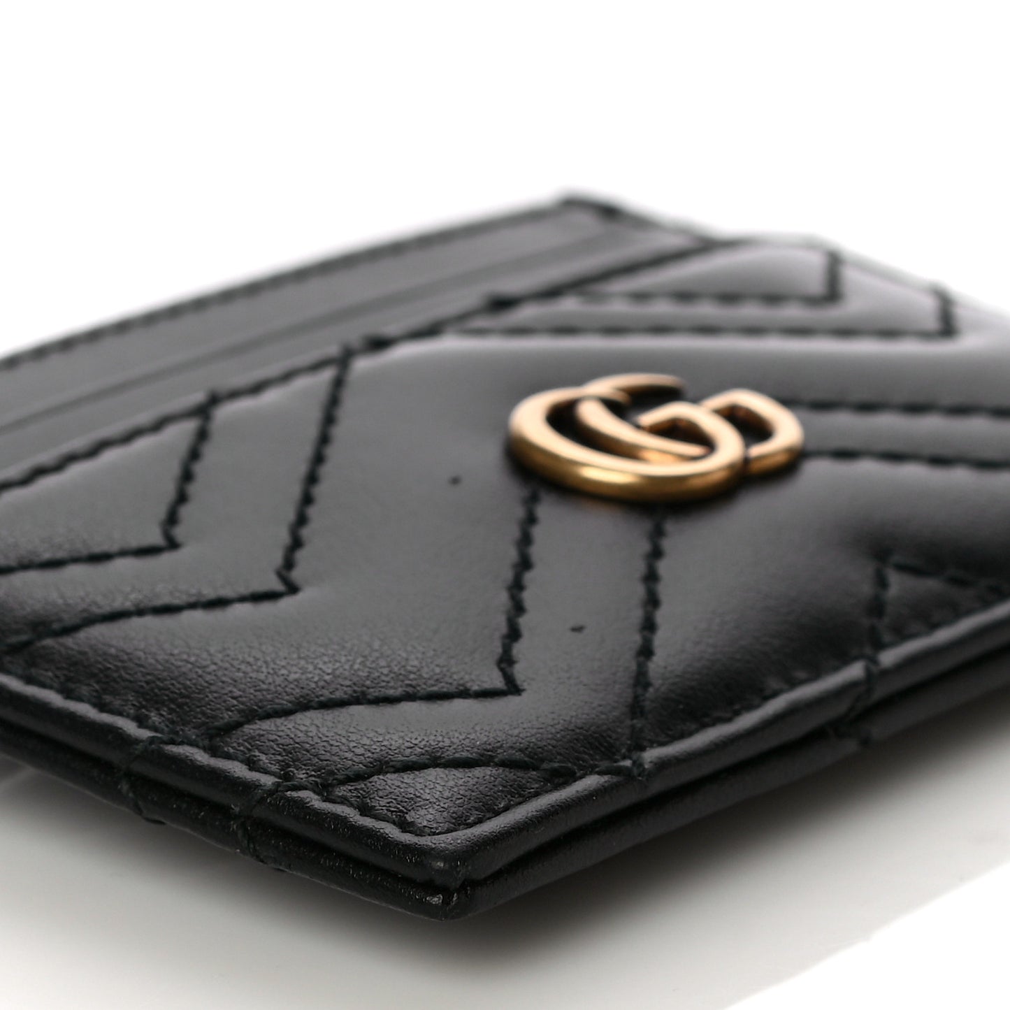 Calfskin Matelasse GG Marmont Card Holder Black