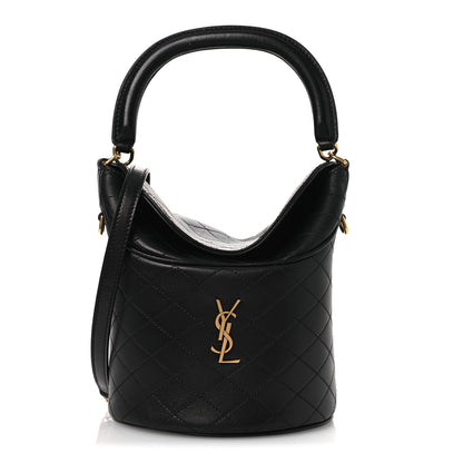 Saint Laurent Lambskin Gabby Mini Bucket Bag Black 1 of 12