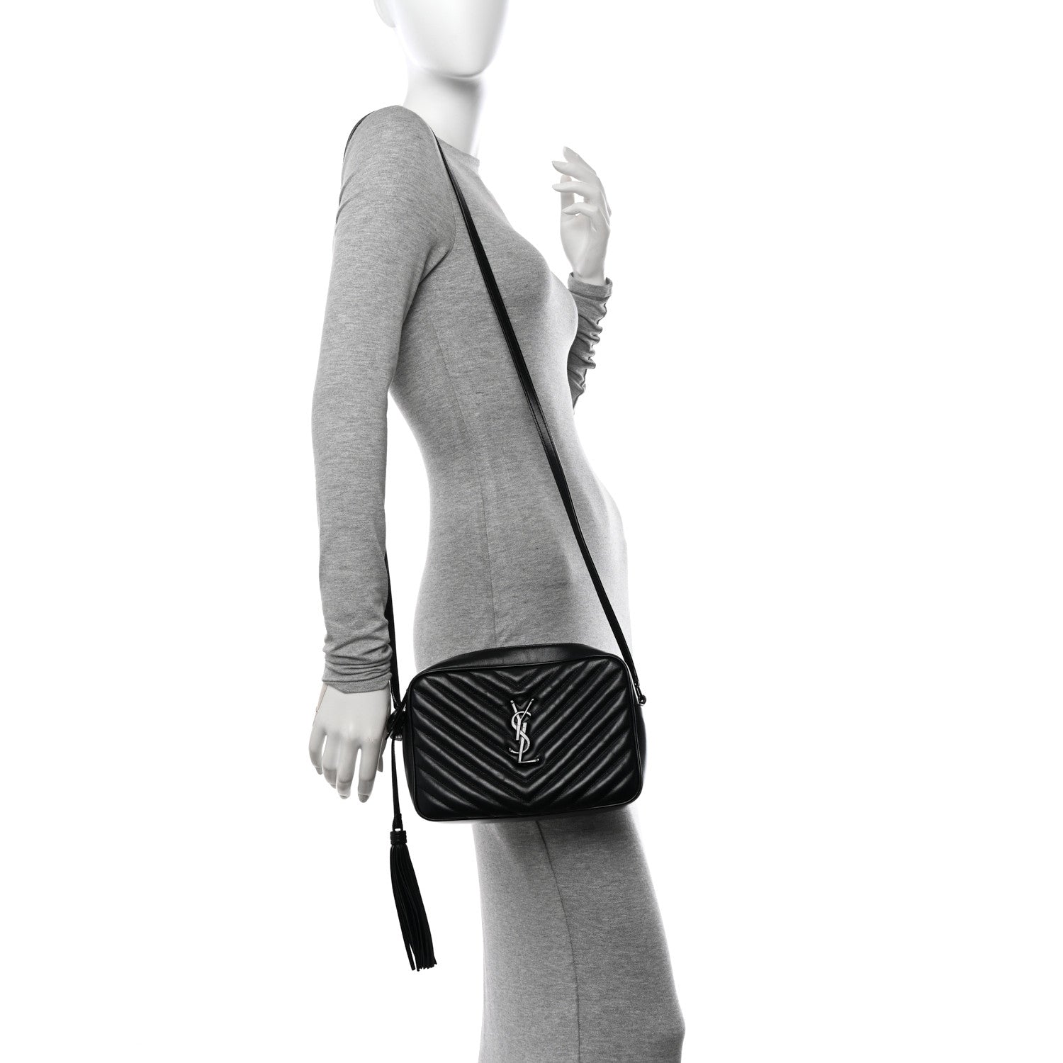 Saint Laurent Calfskin Matelasse Monogram Monochrome Lou Camera Bag Black 2 of 10