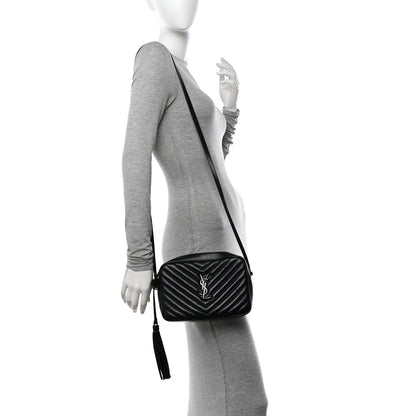 Saint Laurent Calfskin Matelasse Monogram Monochrome Lou Camera Bag Black 2 of 10