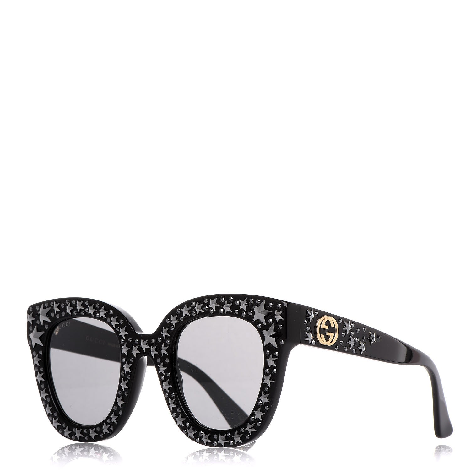 Gucci Acetate Stars Cat Eye Sunglasses GG0116S Black 1 of 7