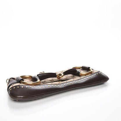 Gucci Monogram Studded Large Horsebit Clutch Dark Brown 4 of 7