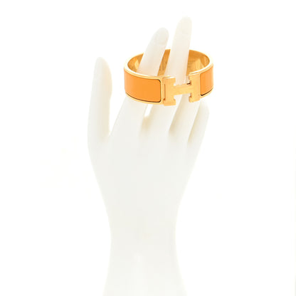 Hermes Enamel Wide Clic Clac H Bracelet PM Jaune Soleil 2 of 10