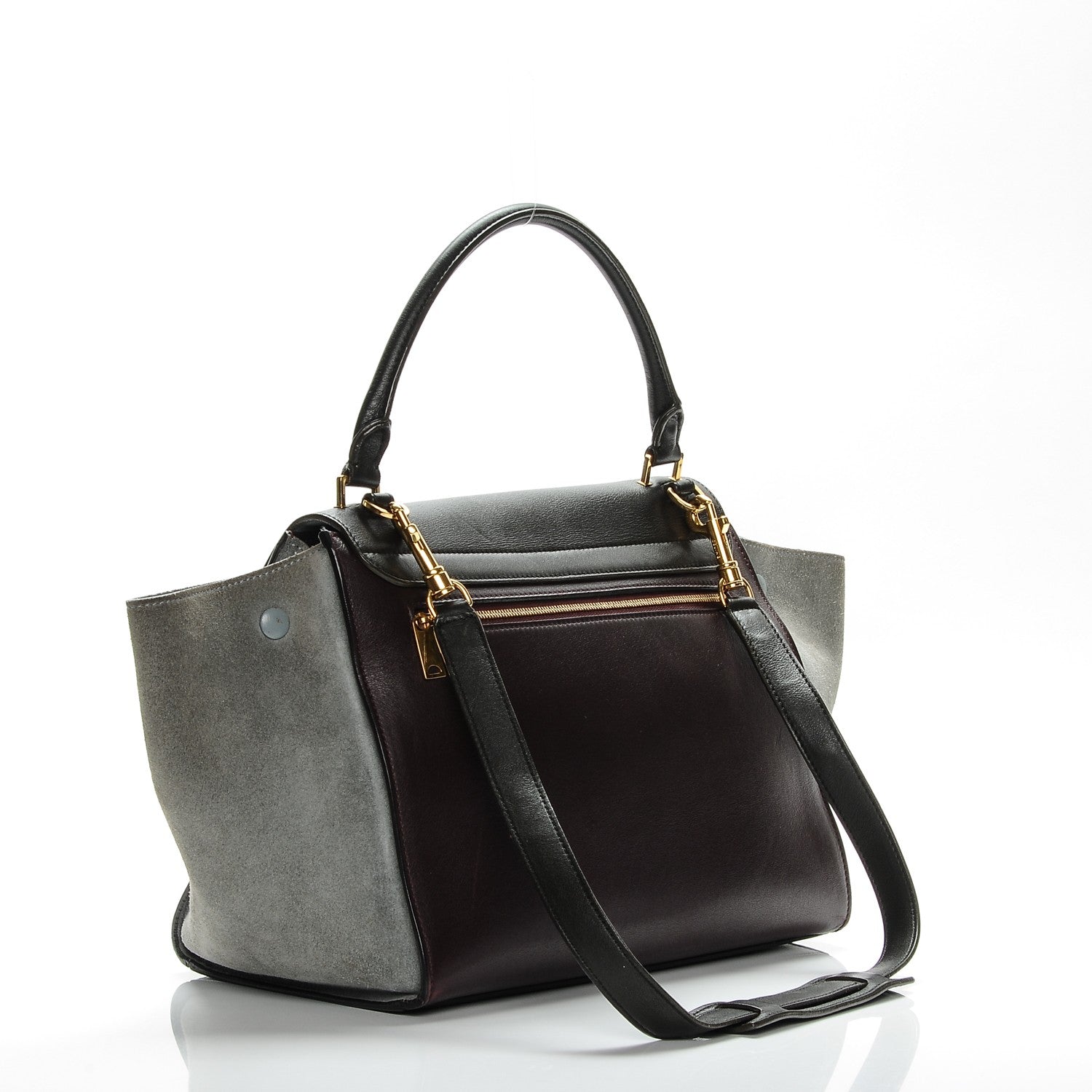 Celine Smooth Calfskin Suede Medium Tri-Color Trapeze Dark Grey 3 of 16