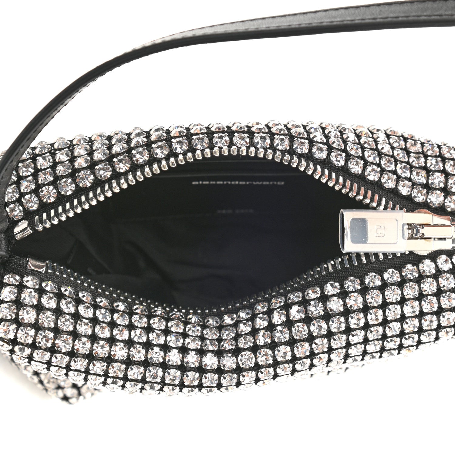 Alexander Wang Mesh Crystal Rhinestone Mini Heiress Pouch Black Silver 5 of 9