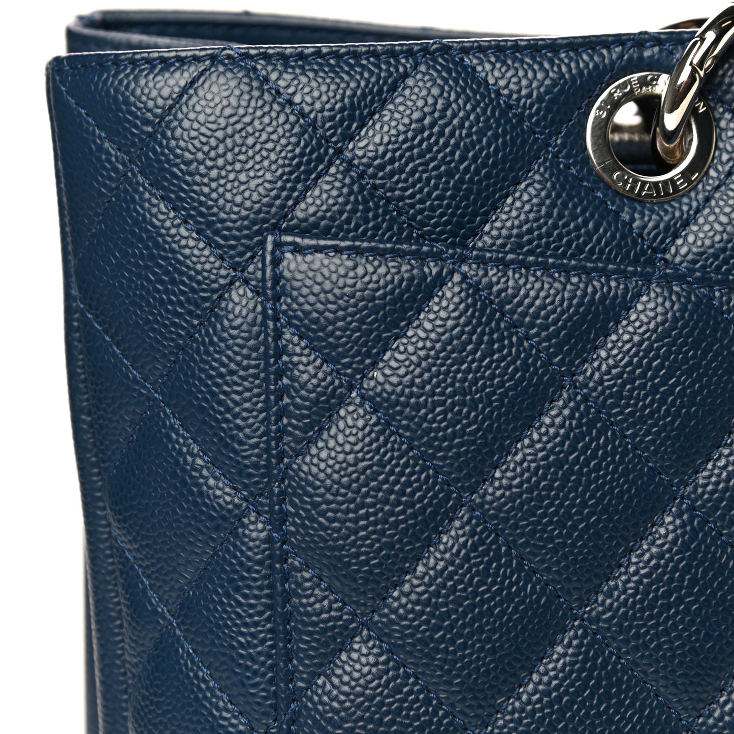 Caviar Quilted XL Grand Shopping Tote GST Navy Blue