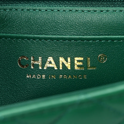 Chanel Lambskin Quilted Mini Top Handle Rectangular Flap Green 6 of 13