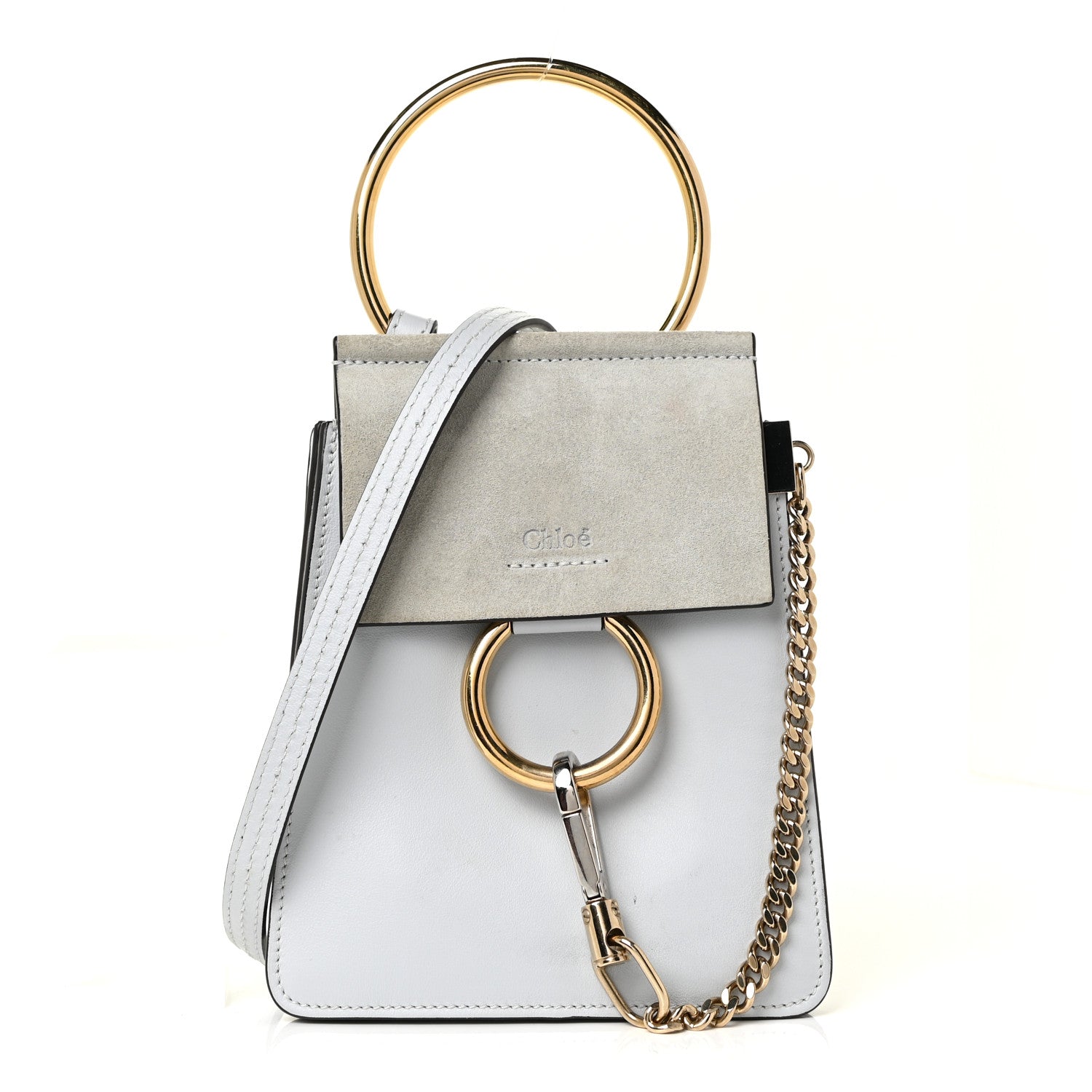 Chloe Suede Calfskin Mini Faye Bracelet Bag Airy Grey 1 of 12