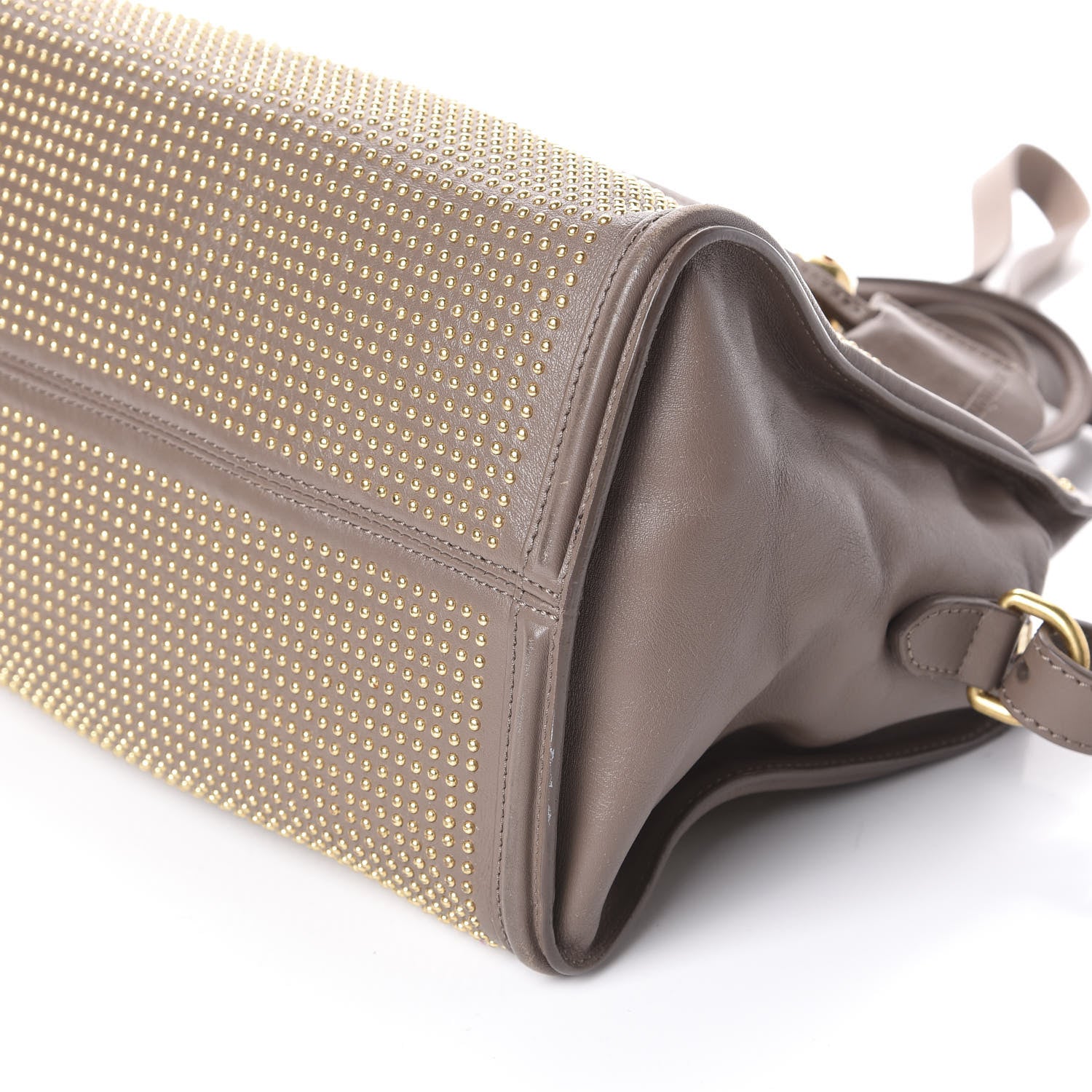 Alexander McQueen Calfskin Small Studded Padlock Zip Around Tote Taupe 10 of 10