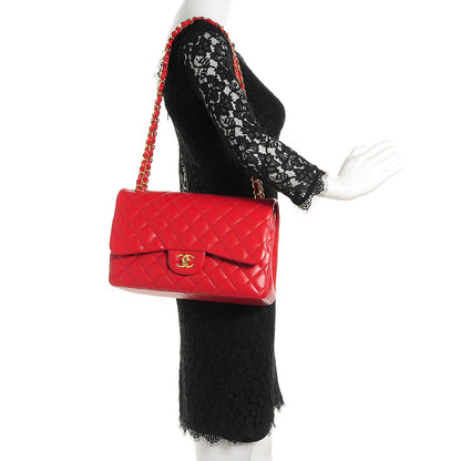 Chanel Lambskin Quilted Jumbo Double Flap Red 2 of 10