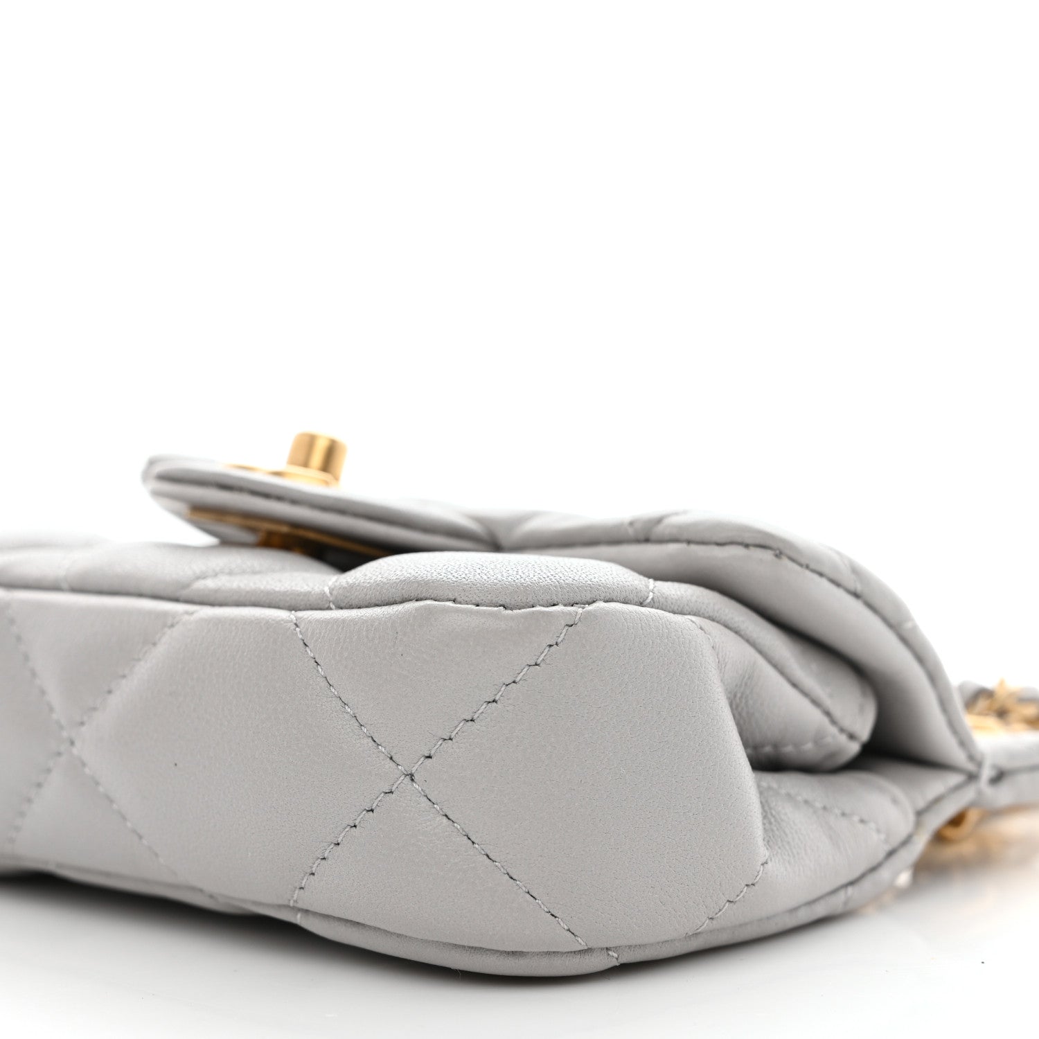 Chanel Calfskin Quilted Lady Handle Flap Card Holder With Chain Grey 11 of 12