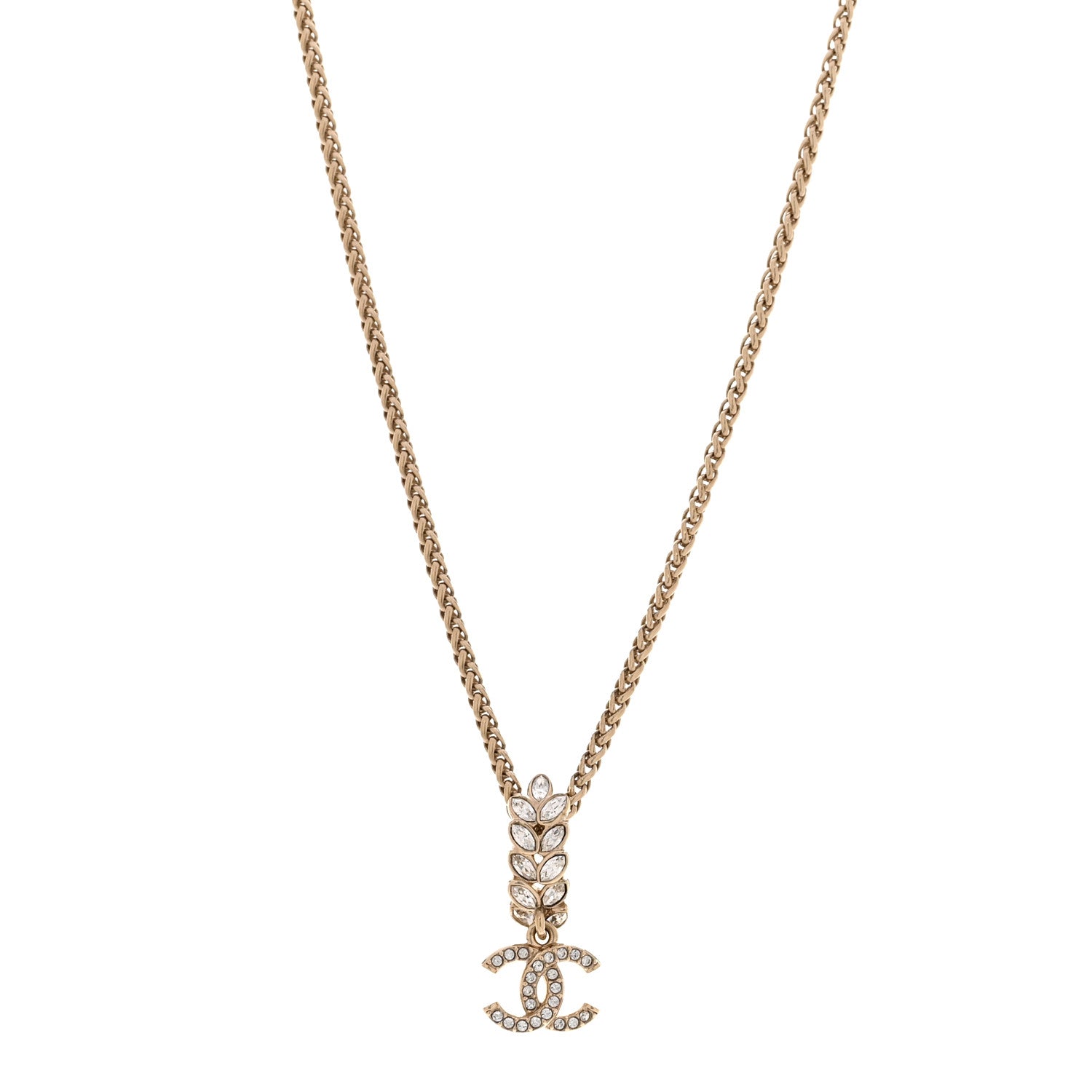Chanel Crystal CC Pendant Necklace Gold 1 of 5