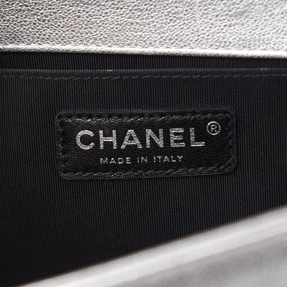 Chanel Metallic Goatskin Calfskin Medium Boy Flap Silver Black 8 of 15