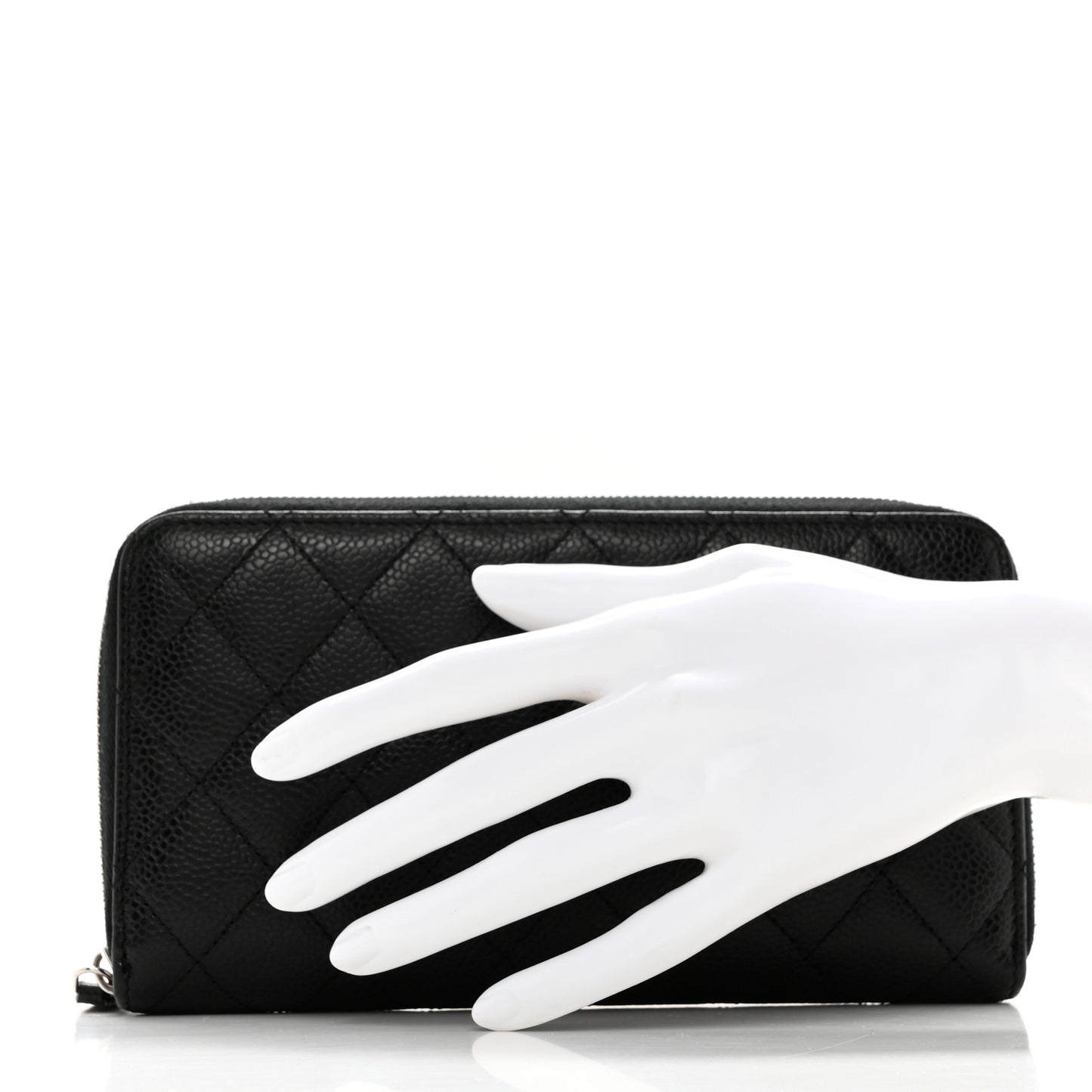 Caviar Quilted Large Gusset Zip Around Wallet Black