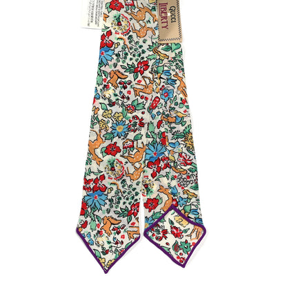 Gucci X LIBERTY OF LONDON Silk Floral Fawn Print Neck Bow Scarf Multicolor Purple Ivory 2 of 3