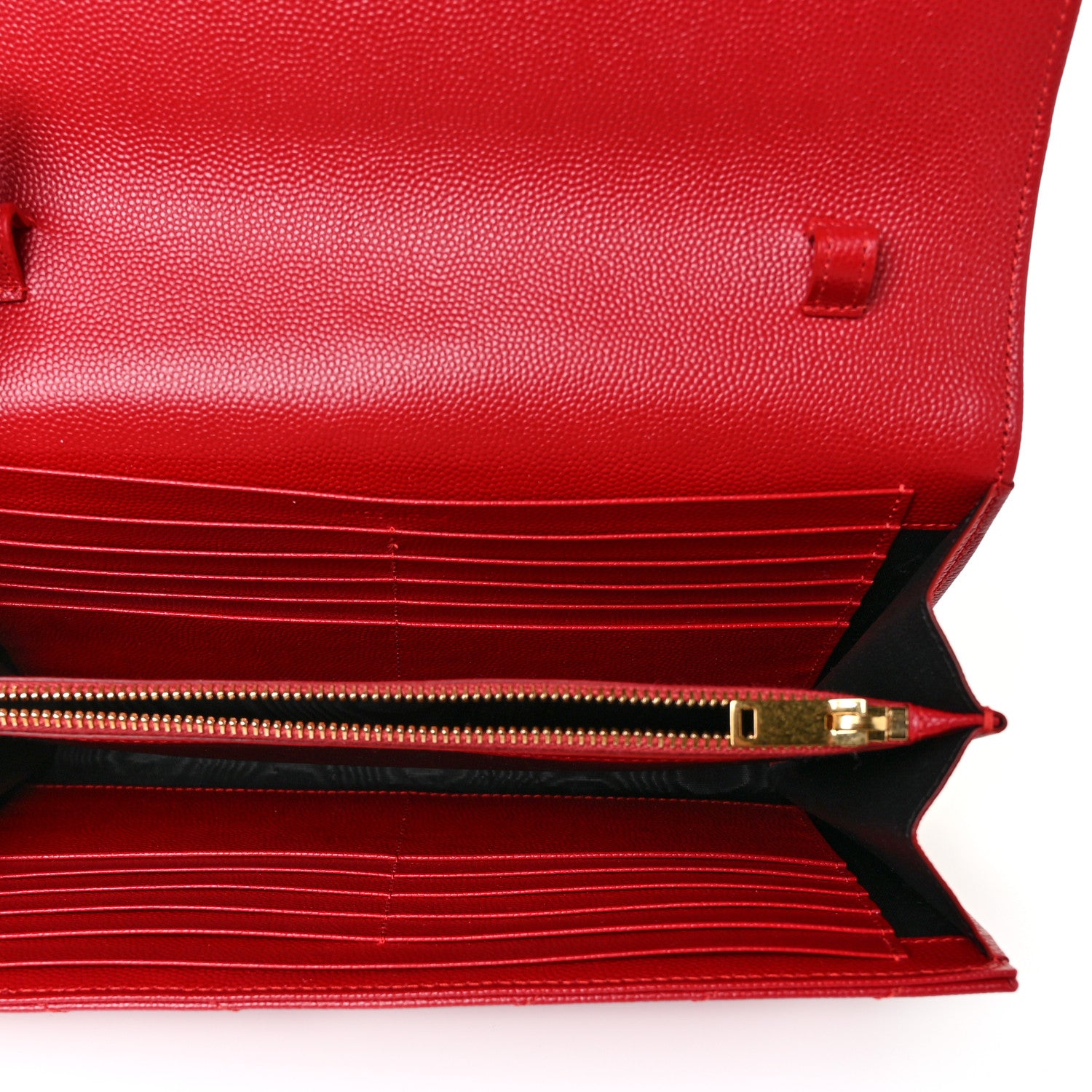 Saint Laurent Grain De Poudre Matelasse Chevron Monogram Chain Wallet Bandana Red 5 of 10