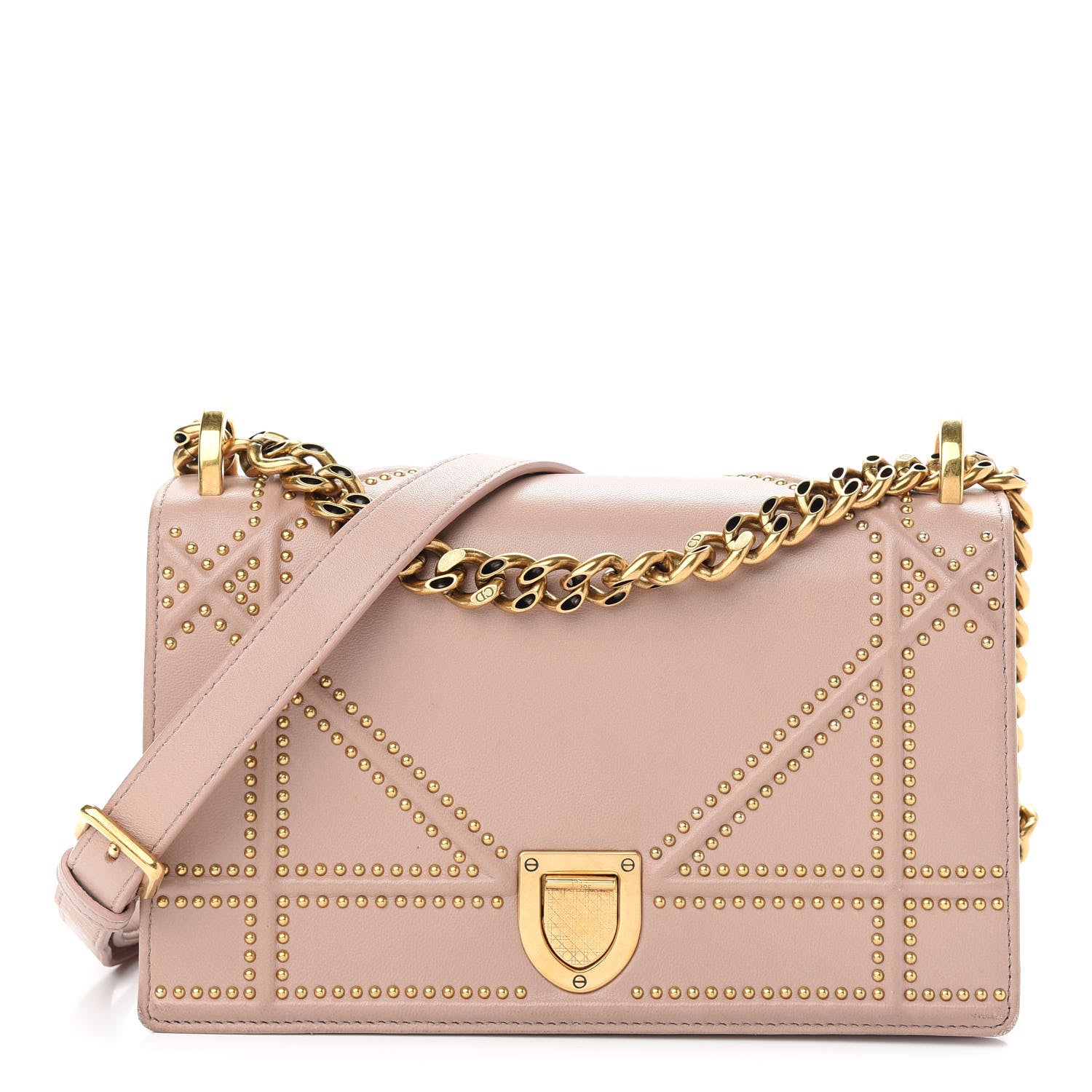 Christian Dior Lambskin Studded Medium Diorama Flap Bag Nude 1 of 9