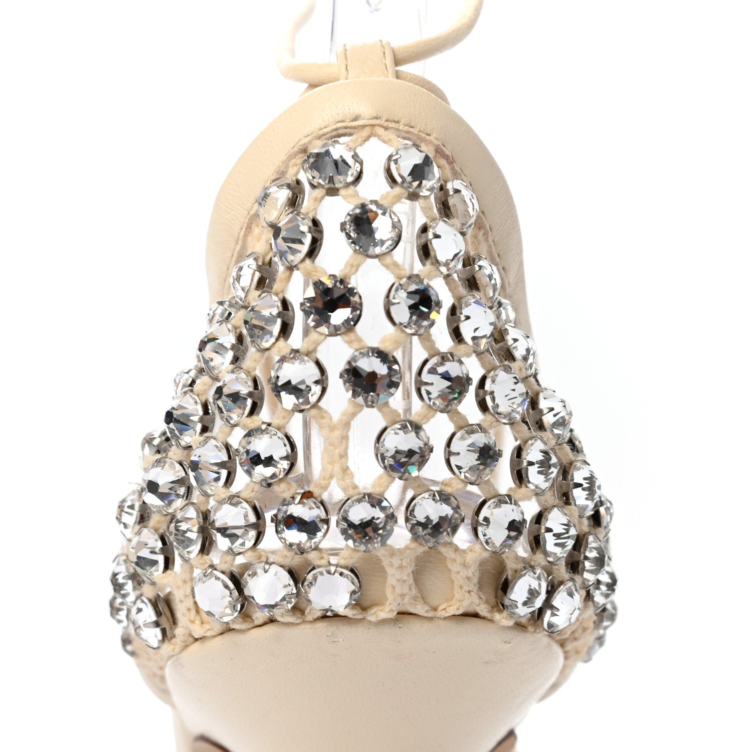 Bottega Veneta Mesh Nappa Crystal Embellished Sparkle Stretch Ankle Tie Sandals 37.5 Toile 8 of 13