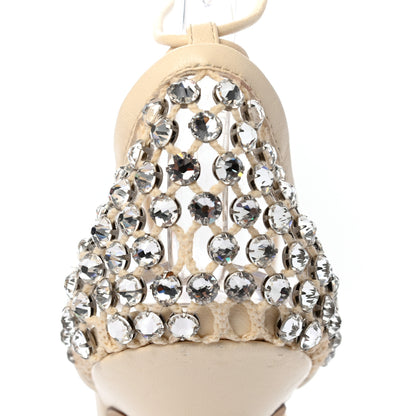 Bottega Veneta Mesh Nappa Crystal Embellished Sparkle Stretch Ankle Tie Sandals 37.5 Toile 8 of 13
