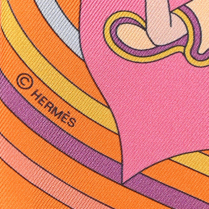 Hermes Silk Carres Volants Twilly Orange Rose Malaba 3 of 4