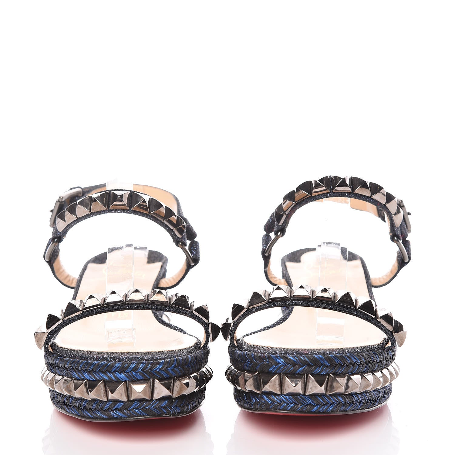 Christian Louboutin Glitter Luminor Cataclou 60 Platform Sandals 37 Navy 2 of 9