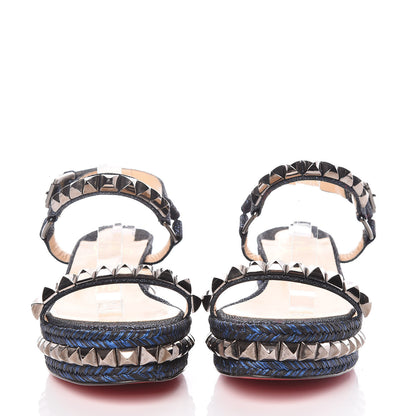 Christian Louboutin Glitter Luminor Cataclou 60 Platform Sandals 37 Navy 2 of 9