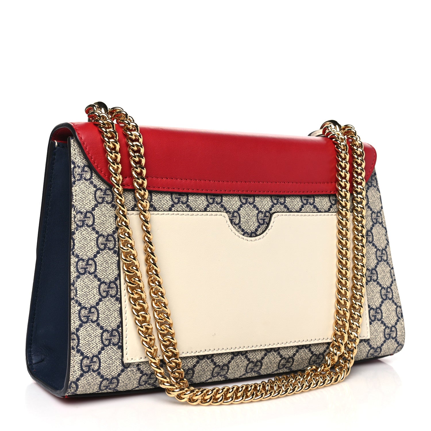 Gucci GG Supreme Monogram Moon Calfskin Medium Padlock Shoulder Bag Beige Blue Hibiscus Red Mystic White 3 of 11