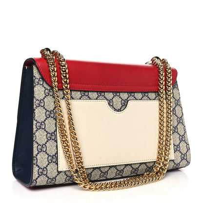 Gucci GG Supreme Monogram Moon Calfskin Medium Padlock Shoulder Bag Beige Blue Hibiscus Red Mystic White 3 of 11