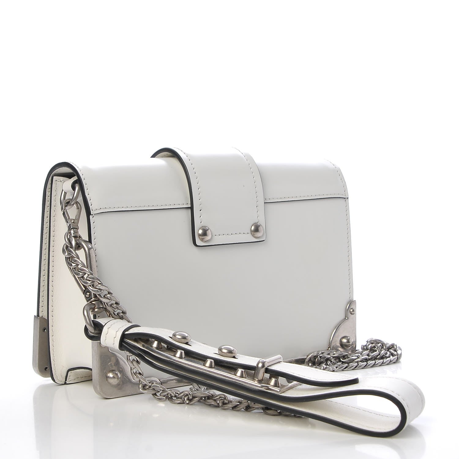 Prada City Calfskin Cahier Chain Wristlet Clutch White 3 of 6
