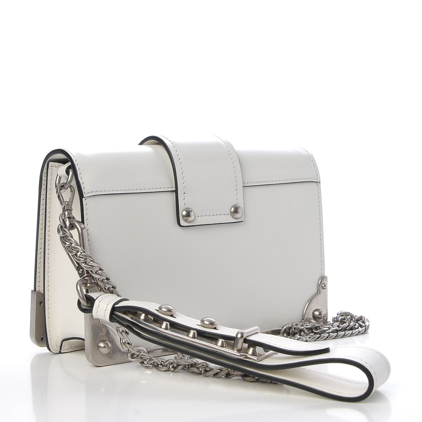 City Calfskin Cahier Chain Wristlet Clutch White