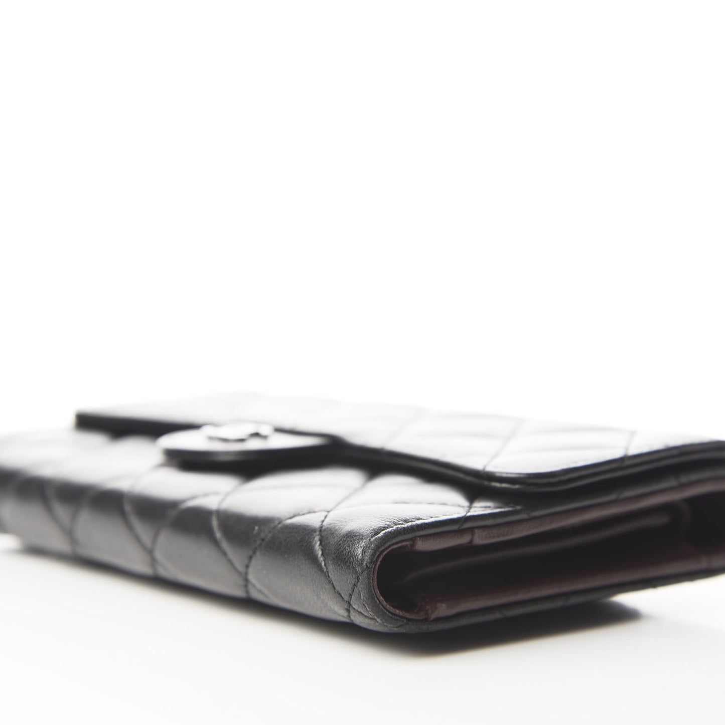 Lambskin Quilted Large Flap Wallet Black