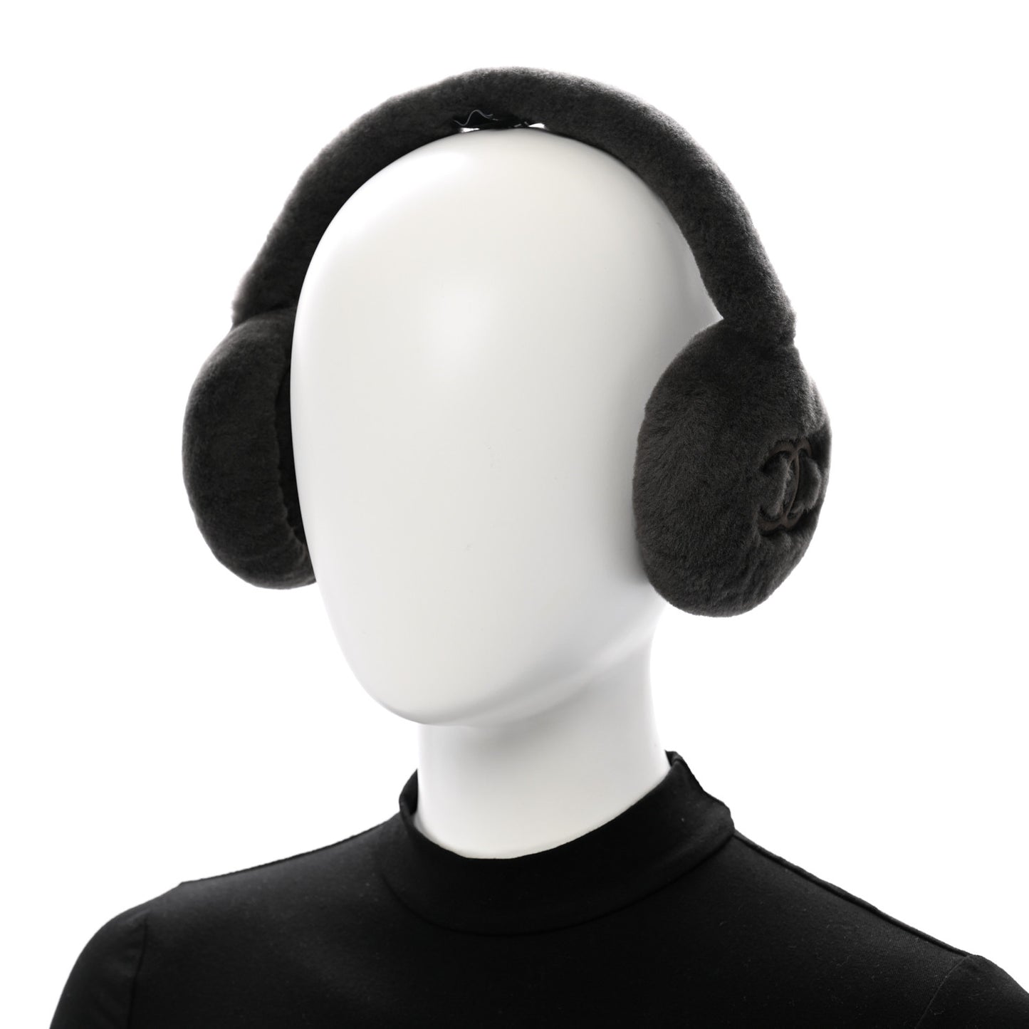 Shearling CC Ear Muffs Dark Grey