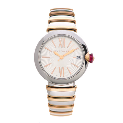 Bulgari Stainless Steel 18K Rose Gold 33mm LVCEA Automatic Watch 1 of 5