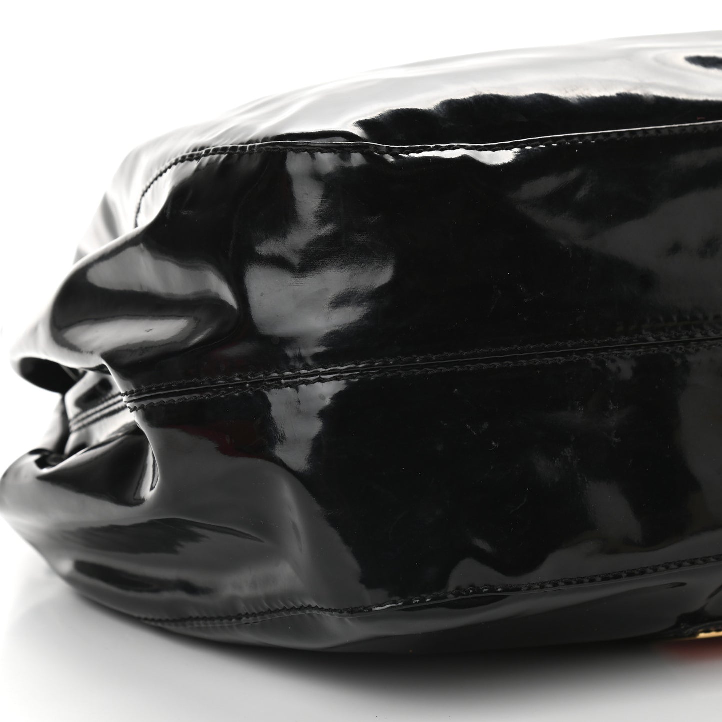 Patent Lacca Small Nuage Bow Hobo Black