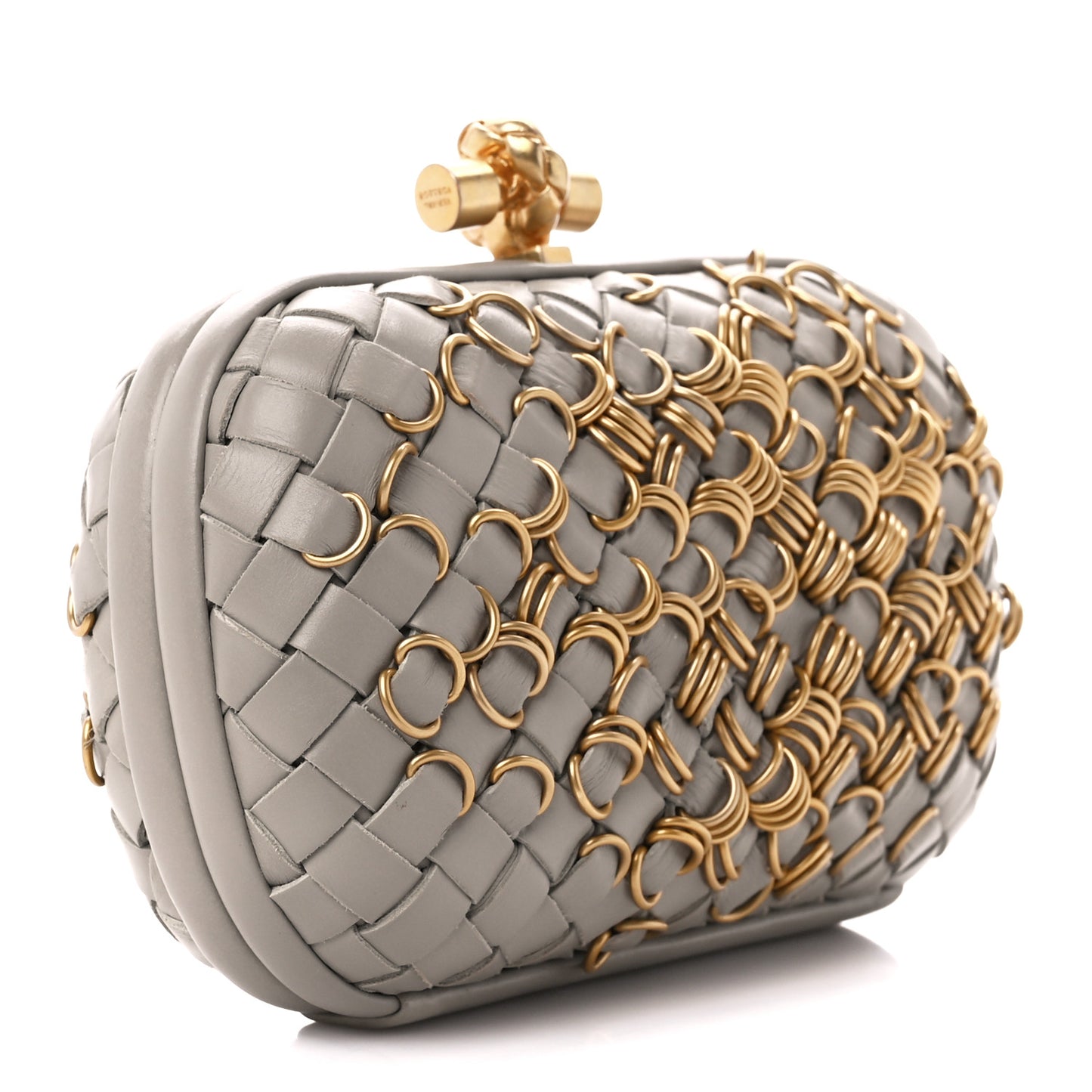 Nappa Intrecciato Knot Clutch Grey Gold