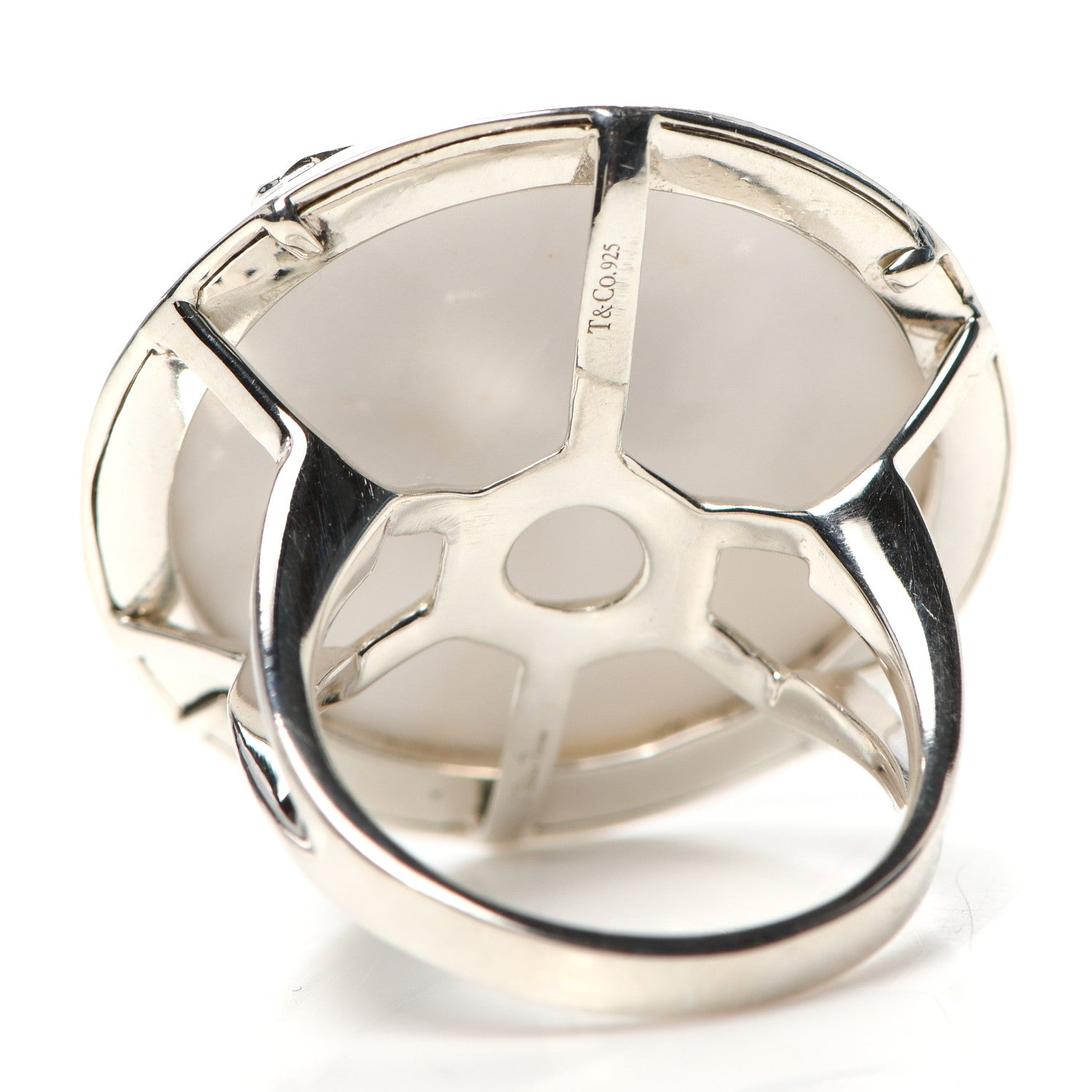 Tiffany Sterling Silver White Chalcedony Paloma Picasso Zellige Medallion Ring 50 5.25 5 of 6