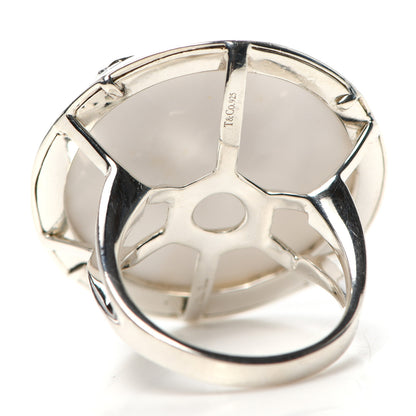 Tiffany Sterling Silver White Chalcedony Paloma Picasso Zellige Medallion Ring 50 5.25 5 of 6