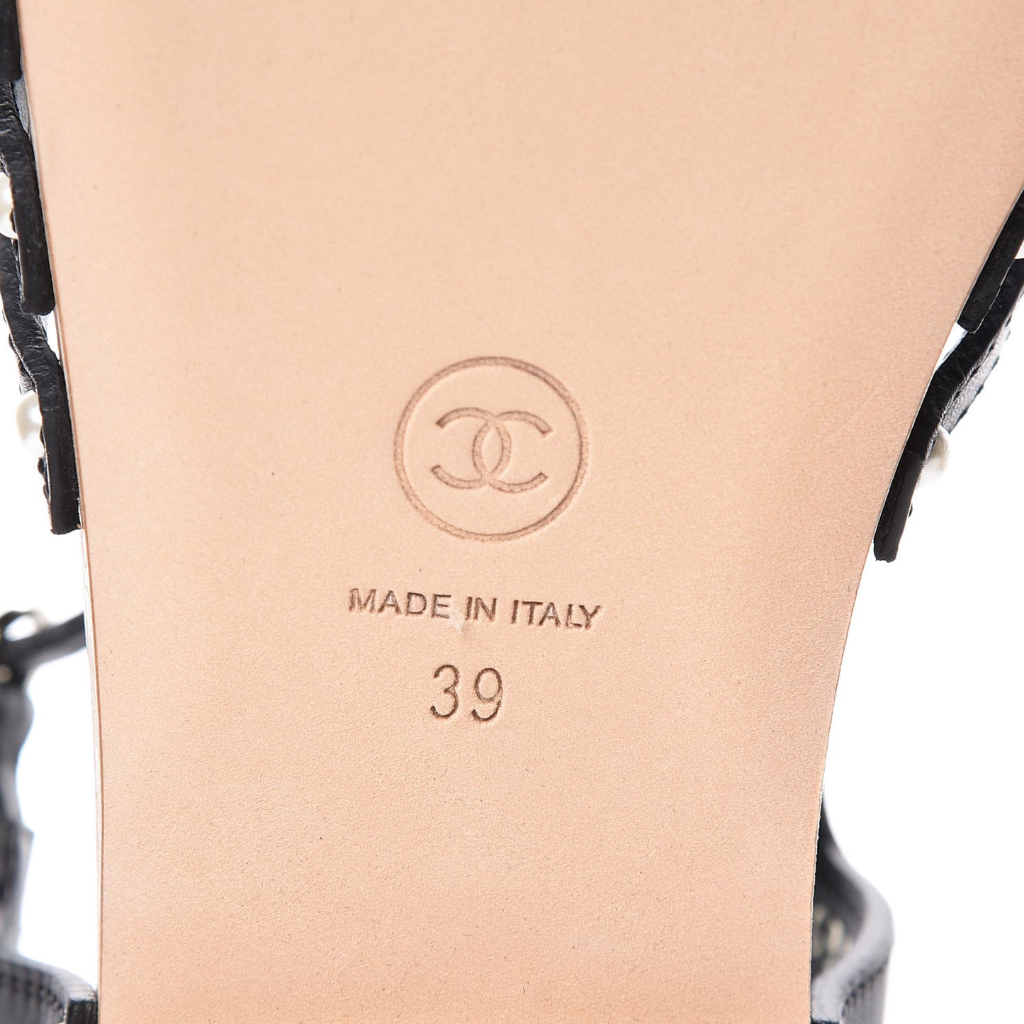 Cork Wood Calfskin Strappy Sandals 39 Black