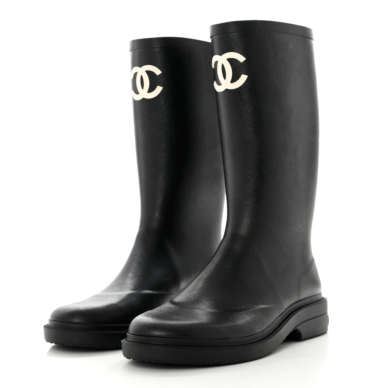 Chanel Caoutchouk CC High Boots 41 Black 3 of 8