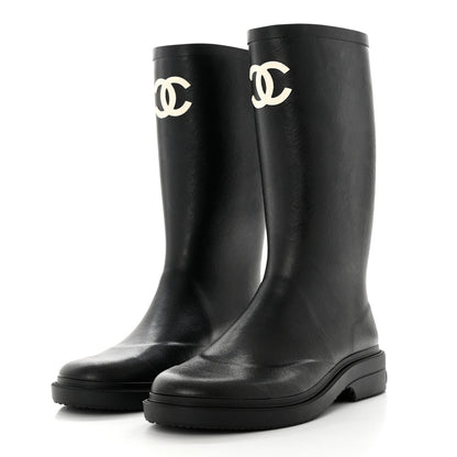 Chanel Caoutchouk CC High Boots 41 Black 3 of 8