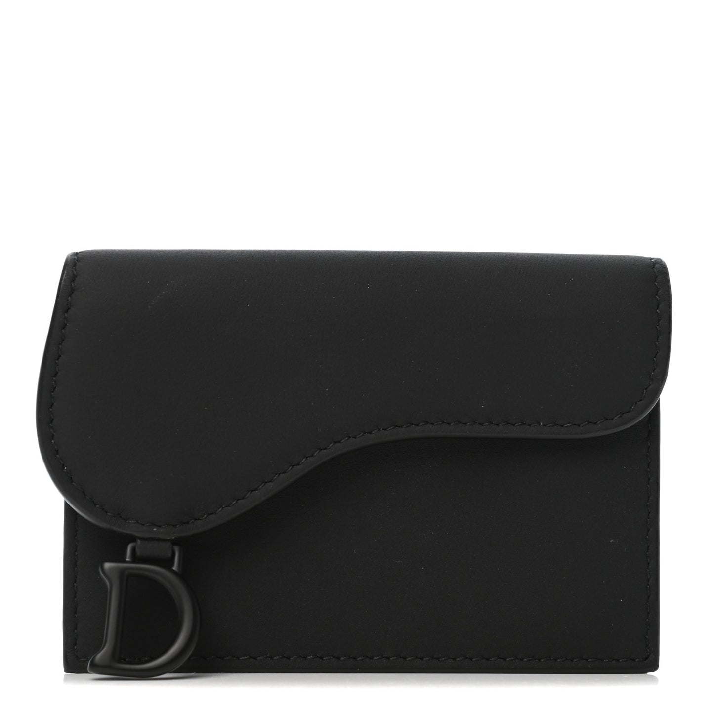Ultra Matte Calfskin Saddle Card Holder Black
