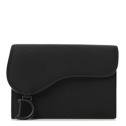 Christian Dior Ultra Matte Calfskin Saddle Card Holder Black 1 of 8