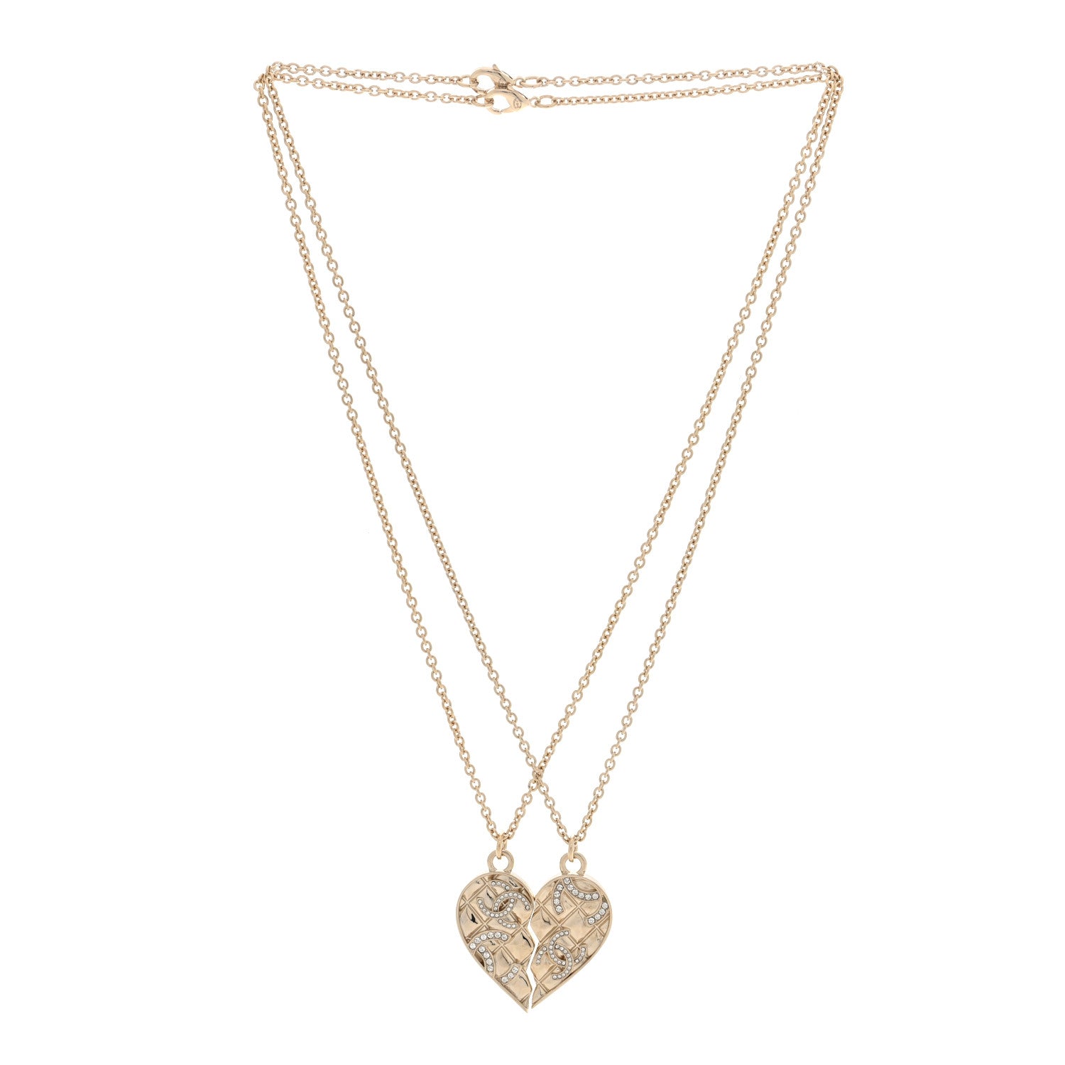 Chanel Crystal Gripoix Clover Heart CC Friendship Necklace Set Gold Multicolor 3 of 6