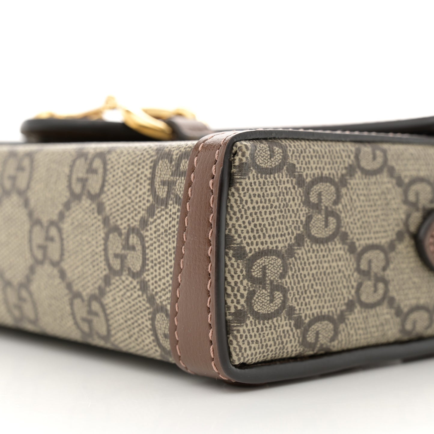 GG Supreme Monogram Mini Horsebit 1955 Shoulder Bag Beige Brown Sugar
