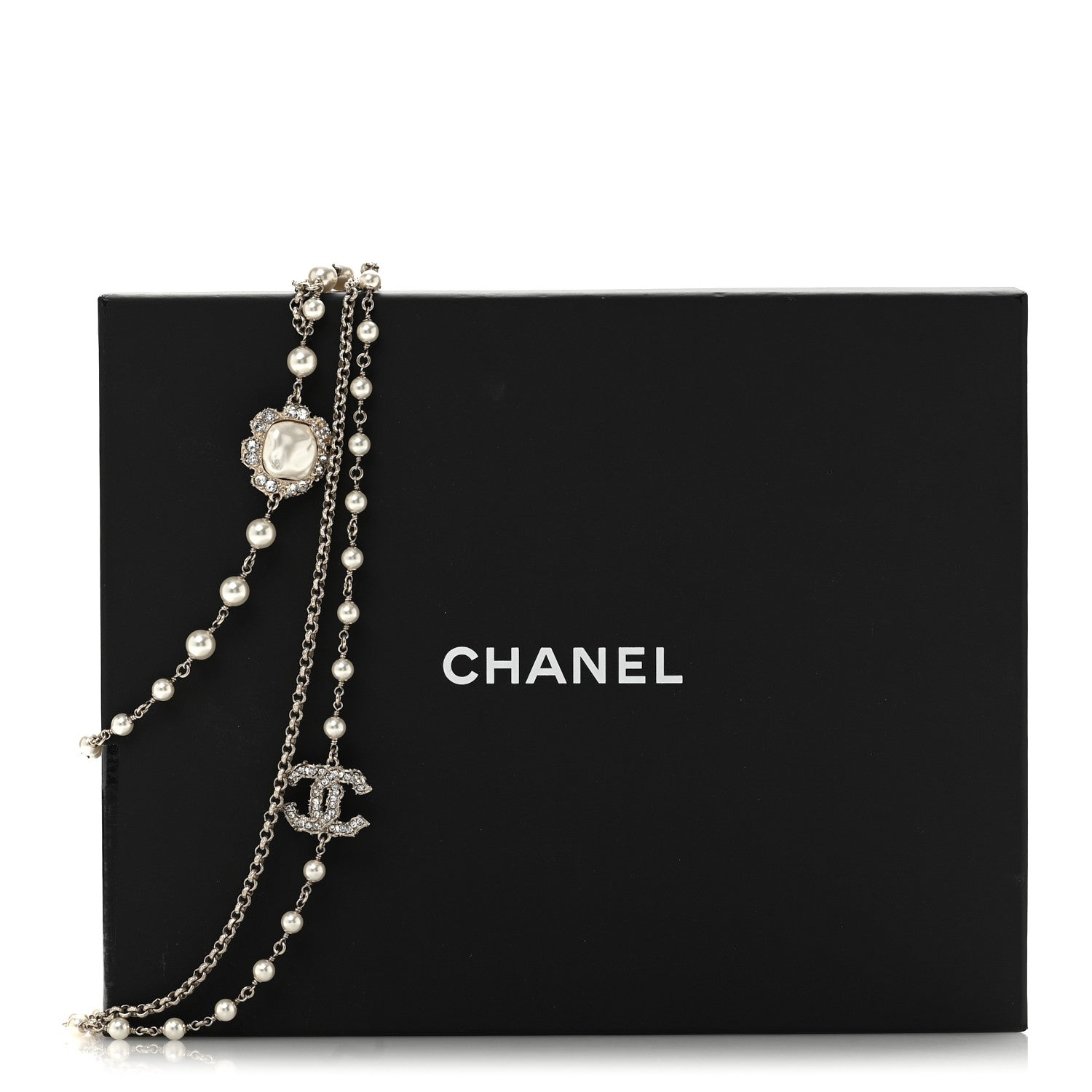Chanel Crystal Pearl CC Necklace Gold 6 of 6
