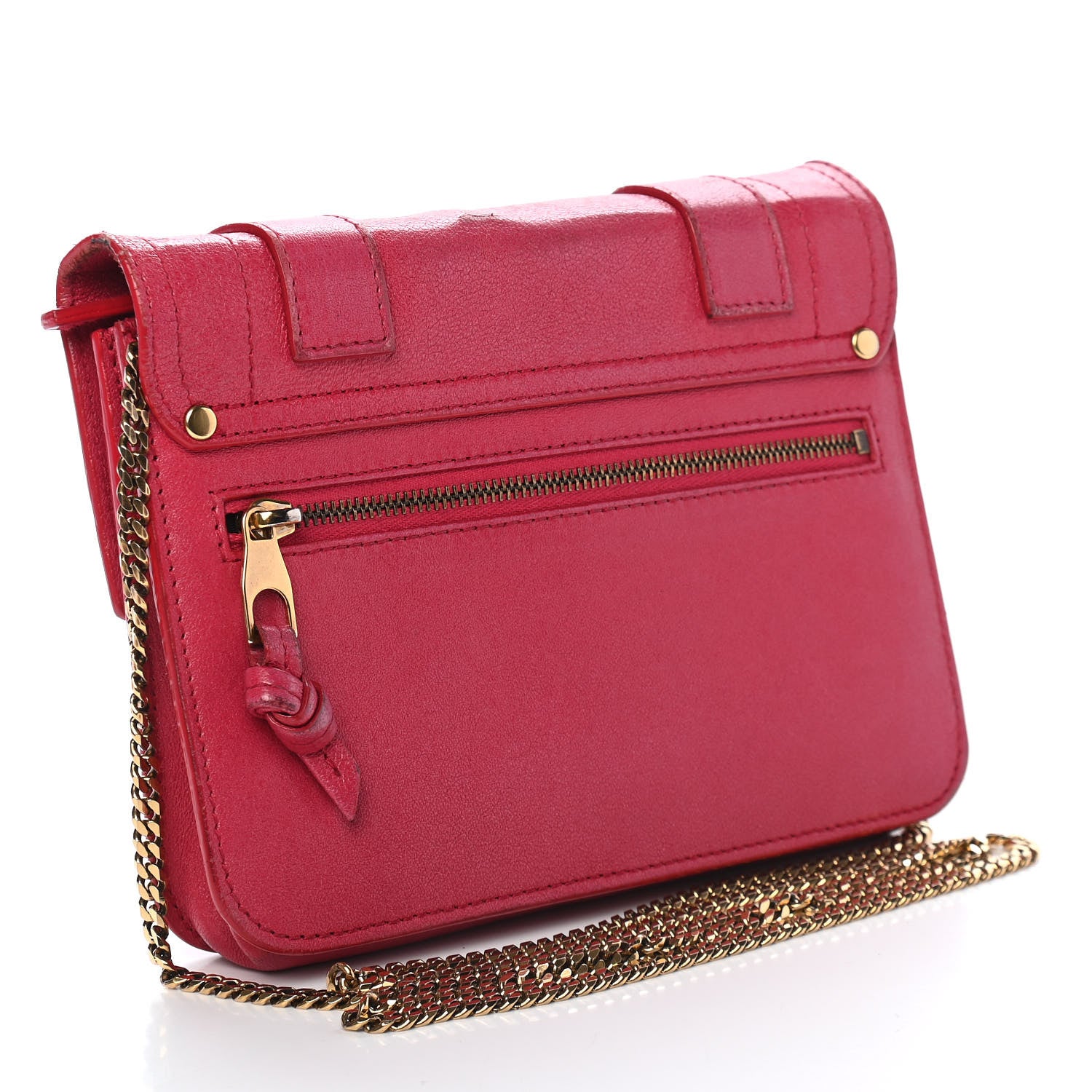 Proenza Schouler Lambskin PS1 Large Chain Wallet Raspberry 2 of 9
