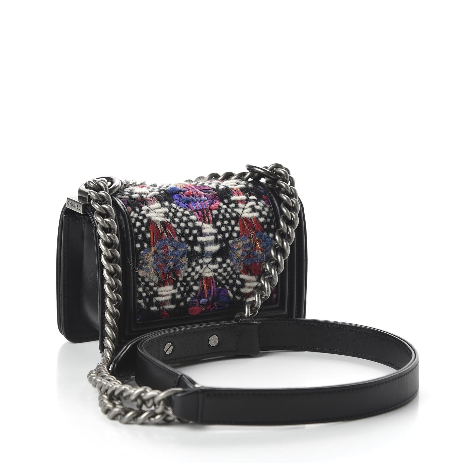 Chanel Lambskin Tweed Mini Boy Flap Black 3 of 14