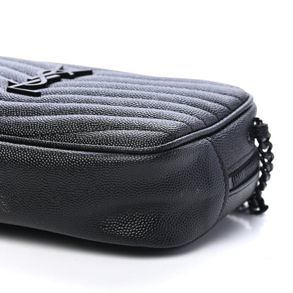 Saint Laurent Grain De Poudre Matelasse Monogram Mini Lou Camera Bag Black 9 of 10